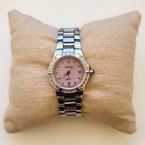 Citizen ladies Eco Drive watch with bezel diamonds and pink face